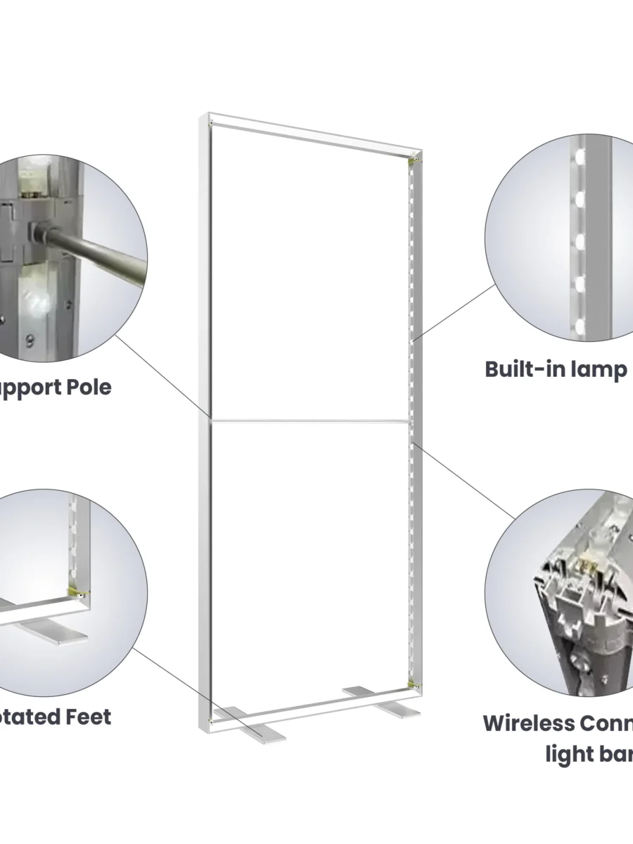 Beyond Light Box | Double-Sided (Graphic Package) | Foldable Magnetic Frame Design | Built-In LEDs | 3.3ft x 7.87ft Display | 3.15 inch Wide | Adapter 1 PC 120W