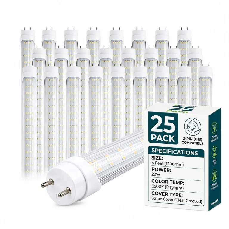 T8 4FT LED Type A+B Light Bulbs, 22W 6500K, 3200LM, Plug and Play or Ballast Bypass, Replacement for Fluorescent Fixtures, Clear, Dual Ended Power(25-Pack)
